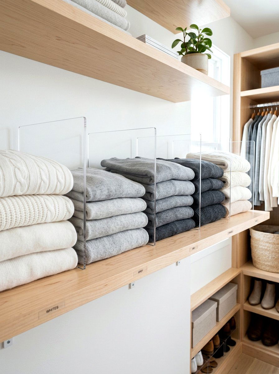 Acrylic Shelf Divider - 30 boutique closet ideas
