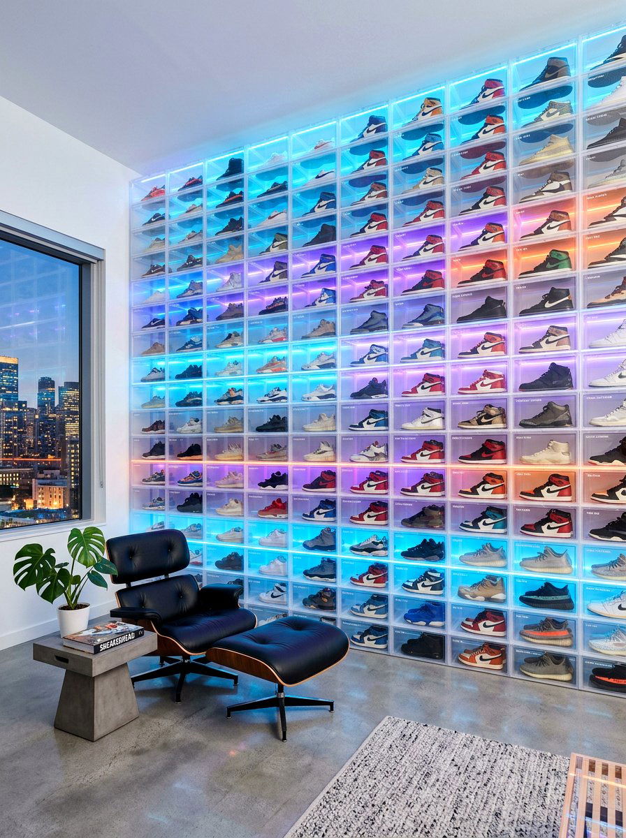 Acrylic Shoe Wall - 30 shoe wall storage ideas