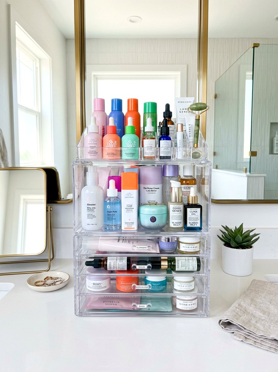 Acrylic Skincare Organizer - 30 skincare station ideas