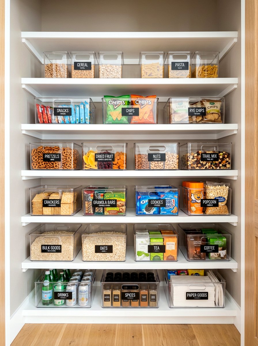 Acrylic Storage Bin - 30 snack pantry ideas