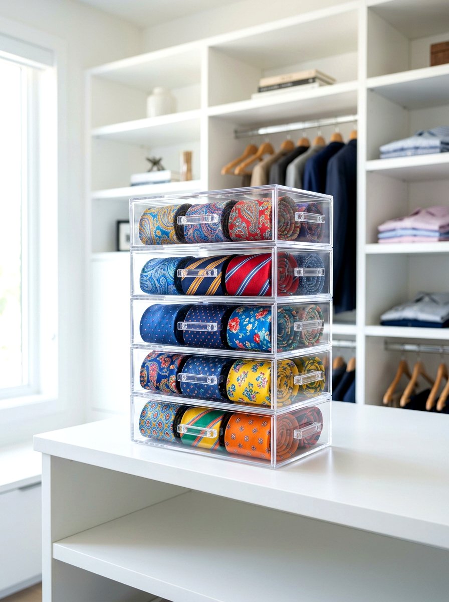 Acrylic Tie Box - 30 tie storage ideas