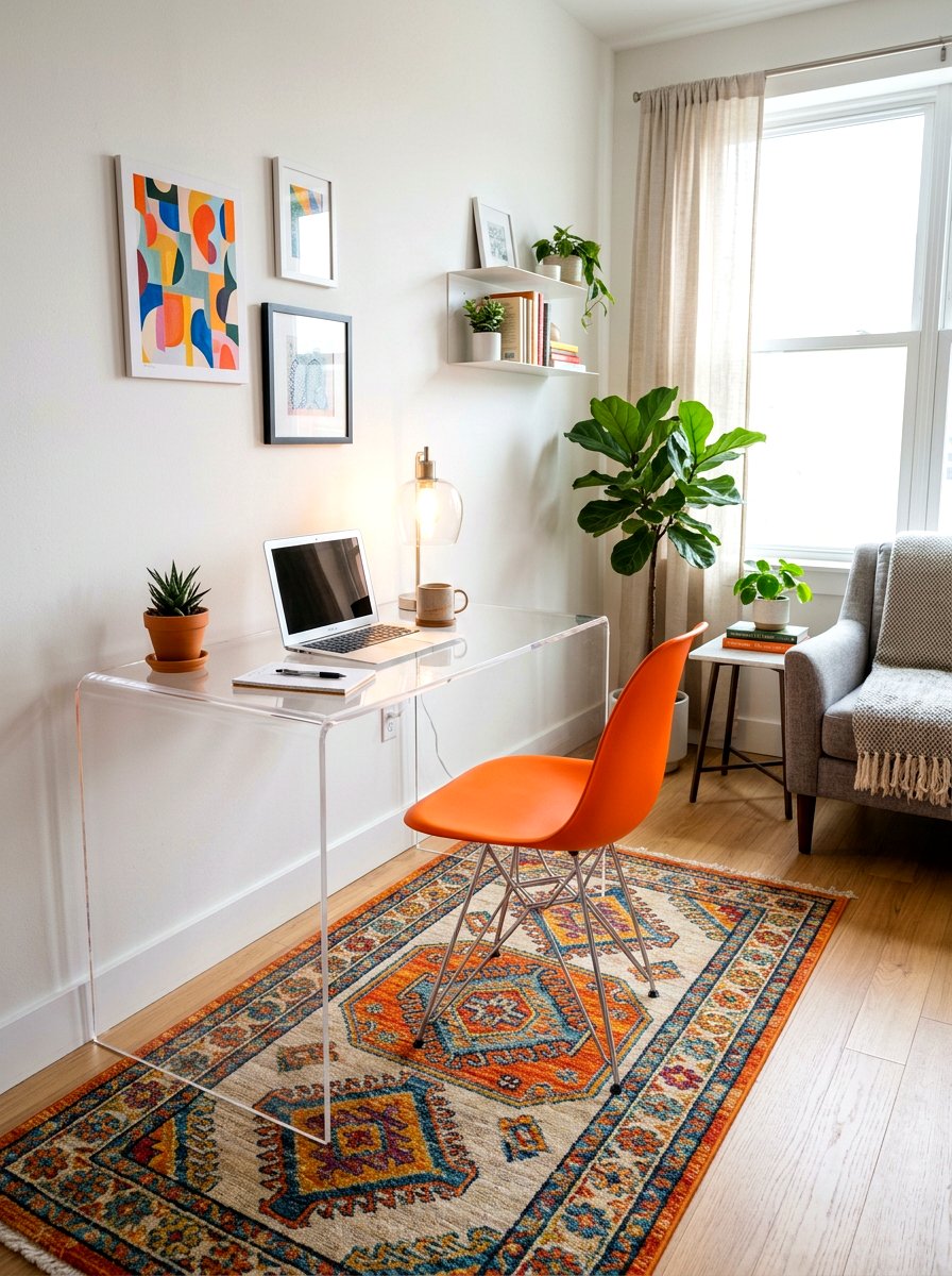 Acrylic Transparent Desk - 30 apartment office ideas