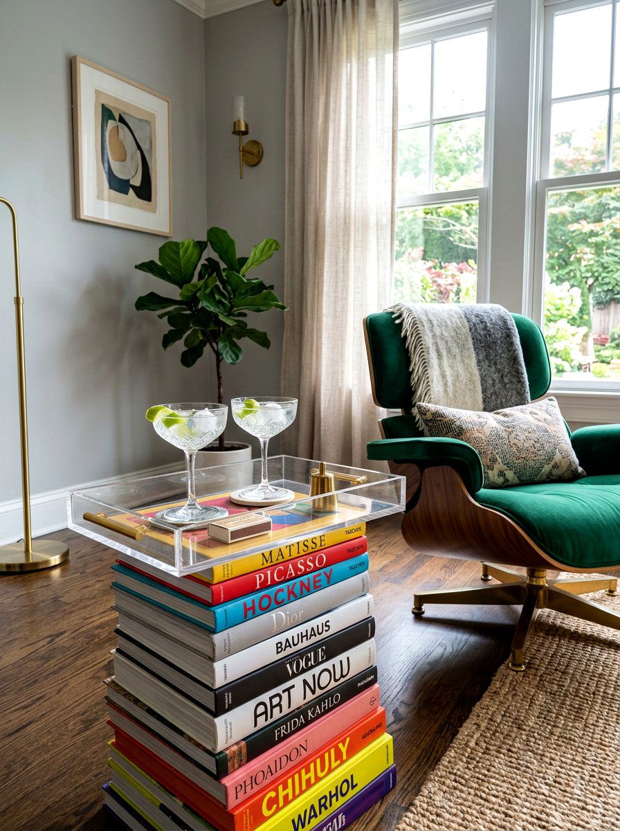 Acrylic Tray Book Surface - 30 stacked book table ideas