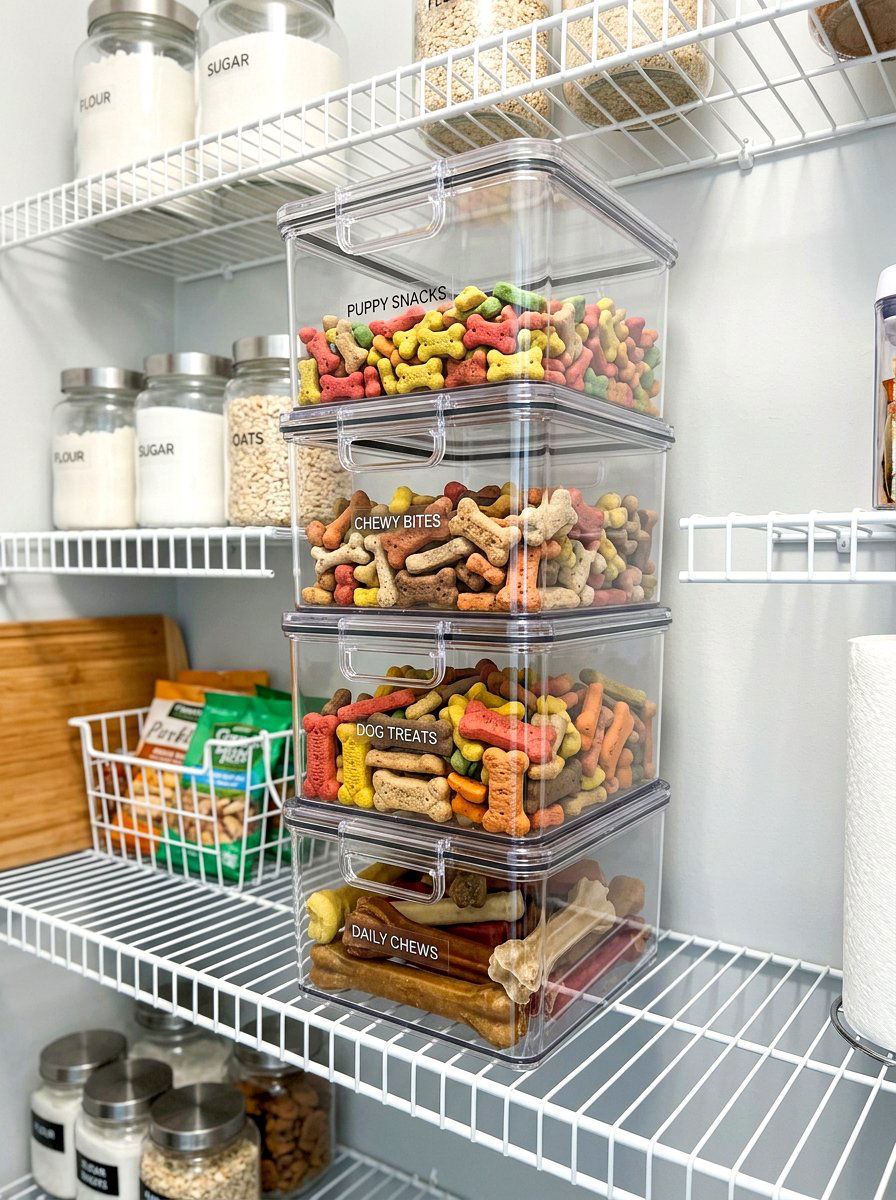 Acrylic Treat Storage Container - 30 stylish pet storage ideas