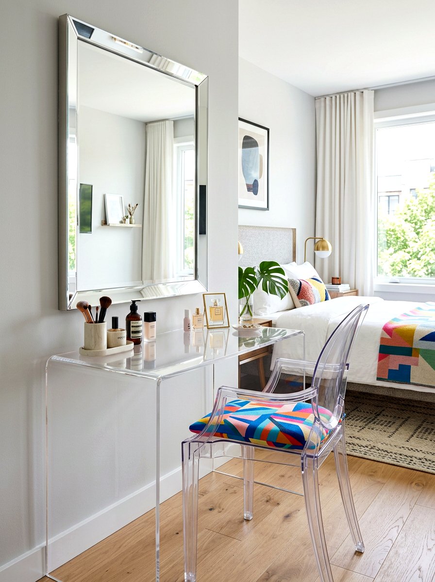Acrylic Vanity Nook - 30 vanity nook ideas