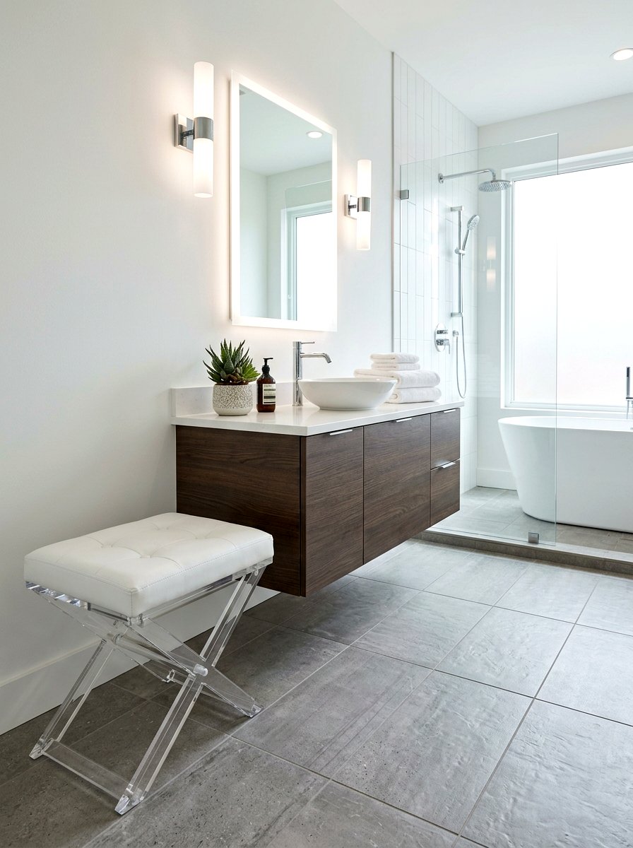 Acrylic Vanity Stool - 30 vanity stool bathroom ideas