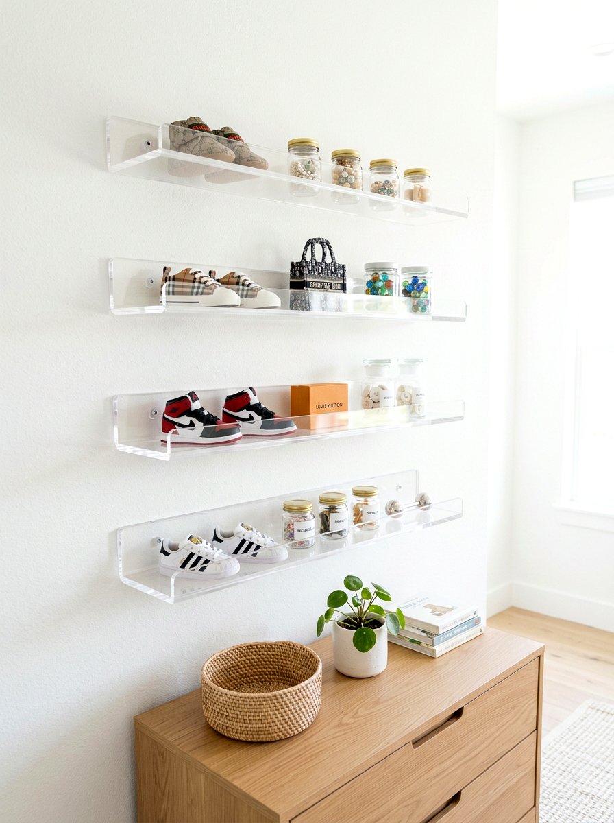 Acrylic Wall Shelves - 30 nursery storage ideas