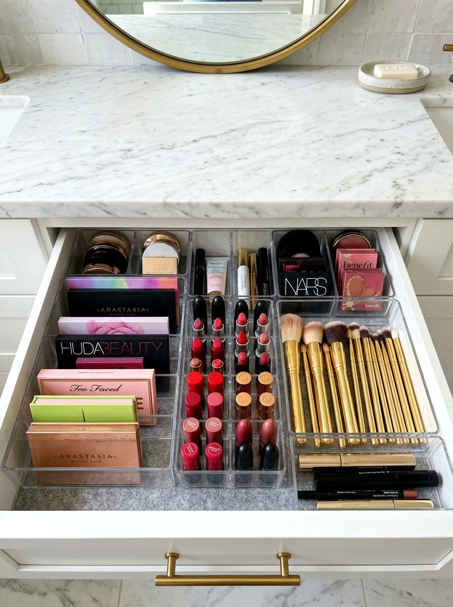 Acrylic bathroom drawer dividers - 30 organizing bathroom cabinets ideas