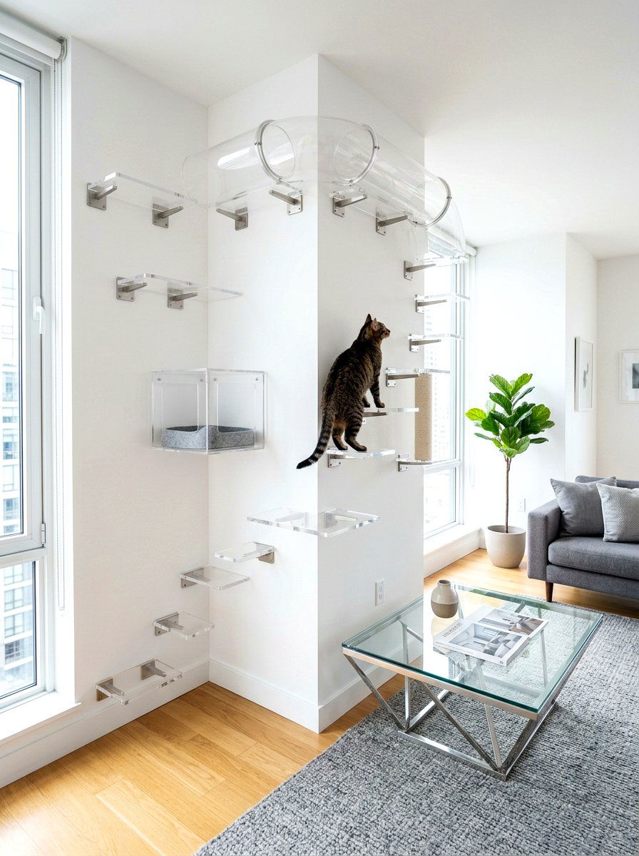 Acrylic cat climbing corner - 30 cat climbing corner ideas