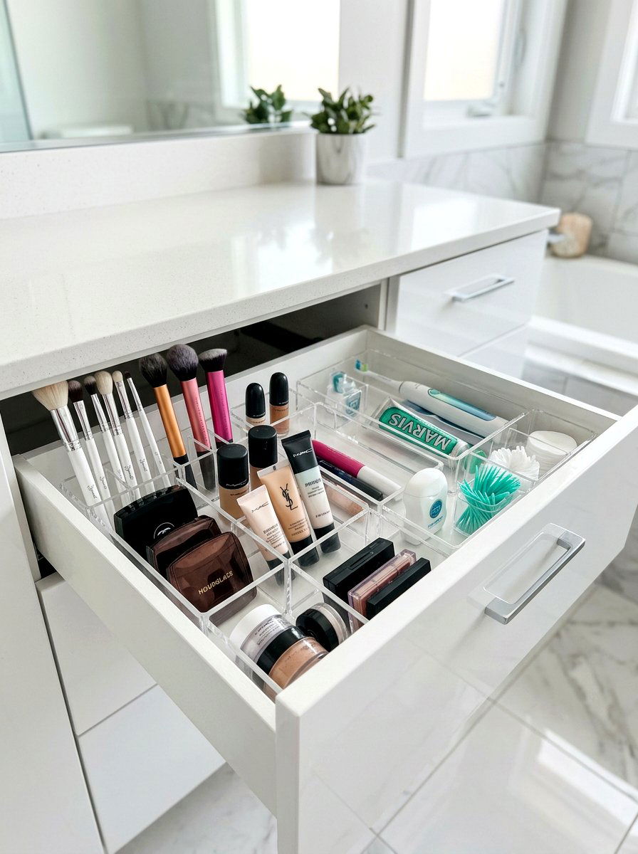 Acrylic drawer dividers - 30 under sink bathroom storage ideas