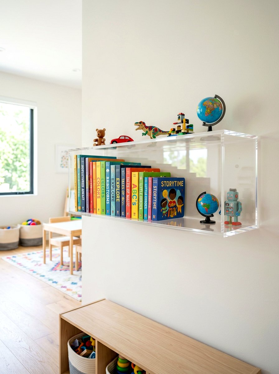 Acrylic floating shelf - 30 minimalist shelf styling ideas
