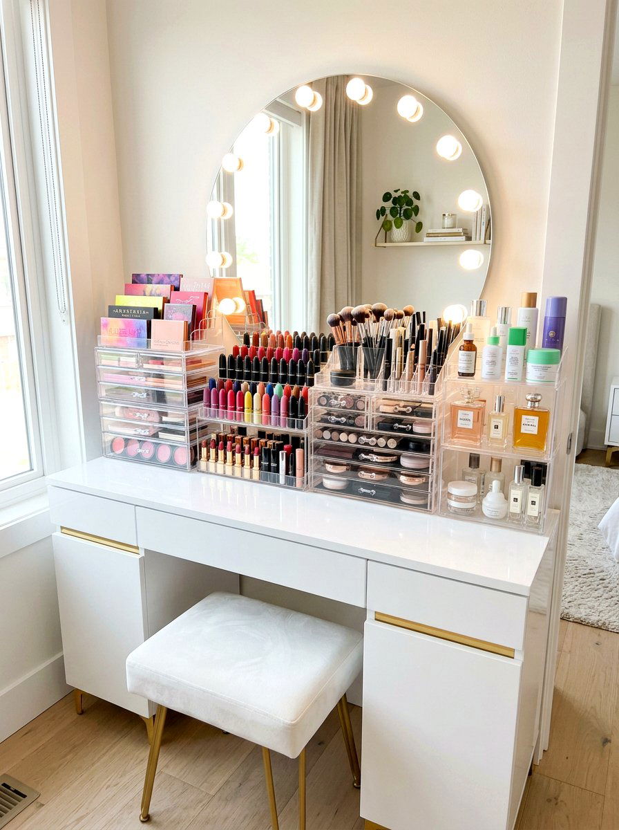 Acrylic makeup storage - 30 beauty room ideas
