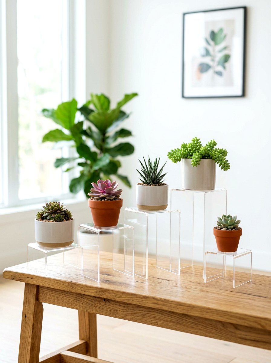 Acrylic plant risers - 30 greenhouse shelving ideas