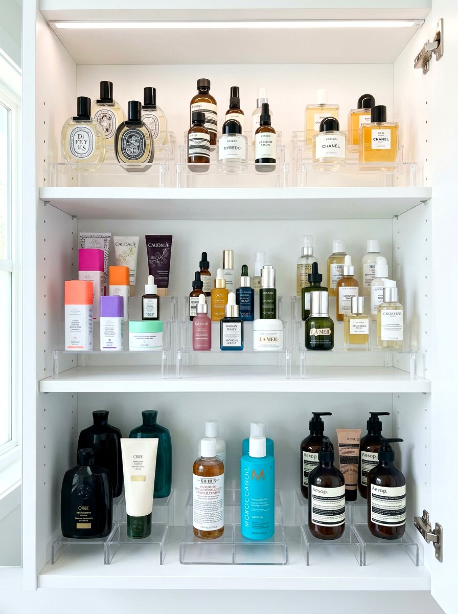 Acrylic risers for vertical space - 30 organizing under sink storage ideas