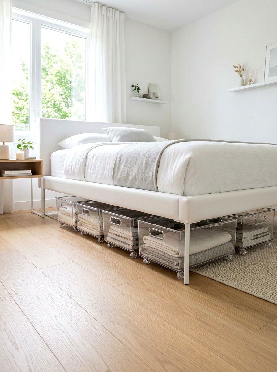 Acrylic rolling bins - 30 under bed storage aesthetic ideas