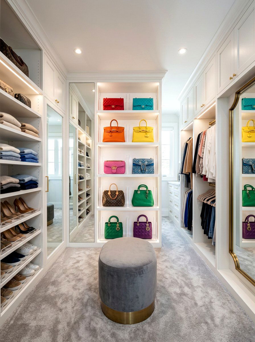 Acrylic shelf dividers - 30 handbag storage ideas