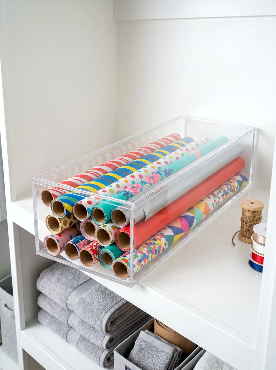 Acrylic wrapping paper box - 30 wrapping paper storage ideas