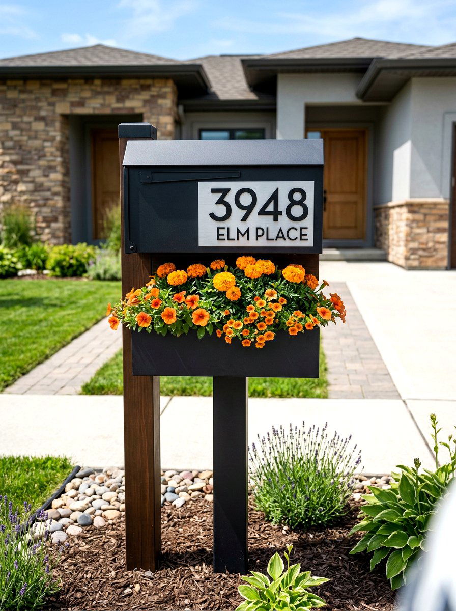 Address plaque mailbox planter box - 30 mailbox planter box ideas