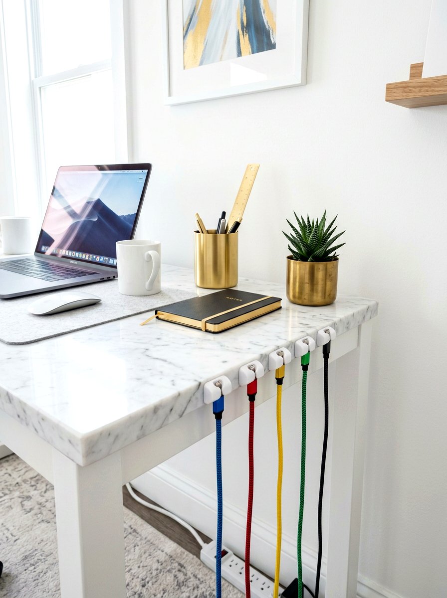 Adhesive Cable Clips - 30 office cable management ideas