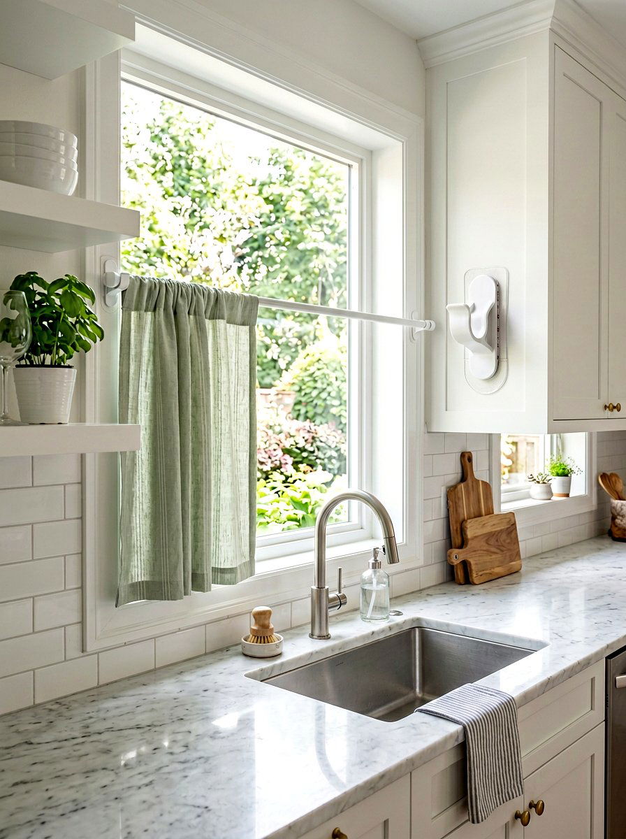 Adhesive Curtain Rod Holder - 30 no drill curtain ideas