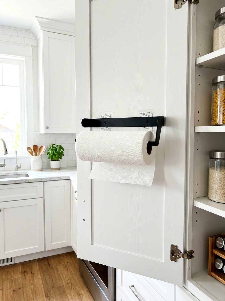Adhesive Door Paper Towel Holder - 30 under sink storage rental ideas
