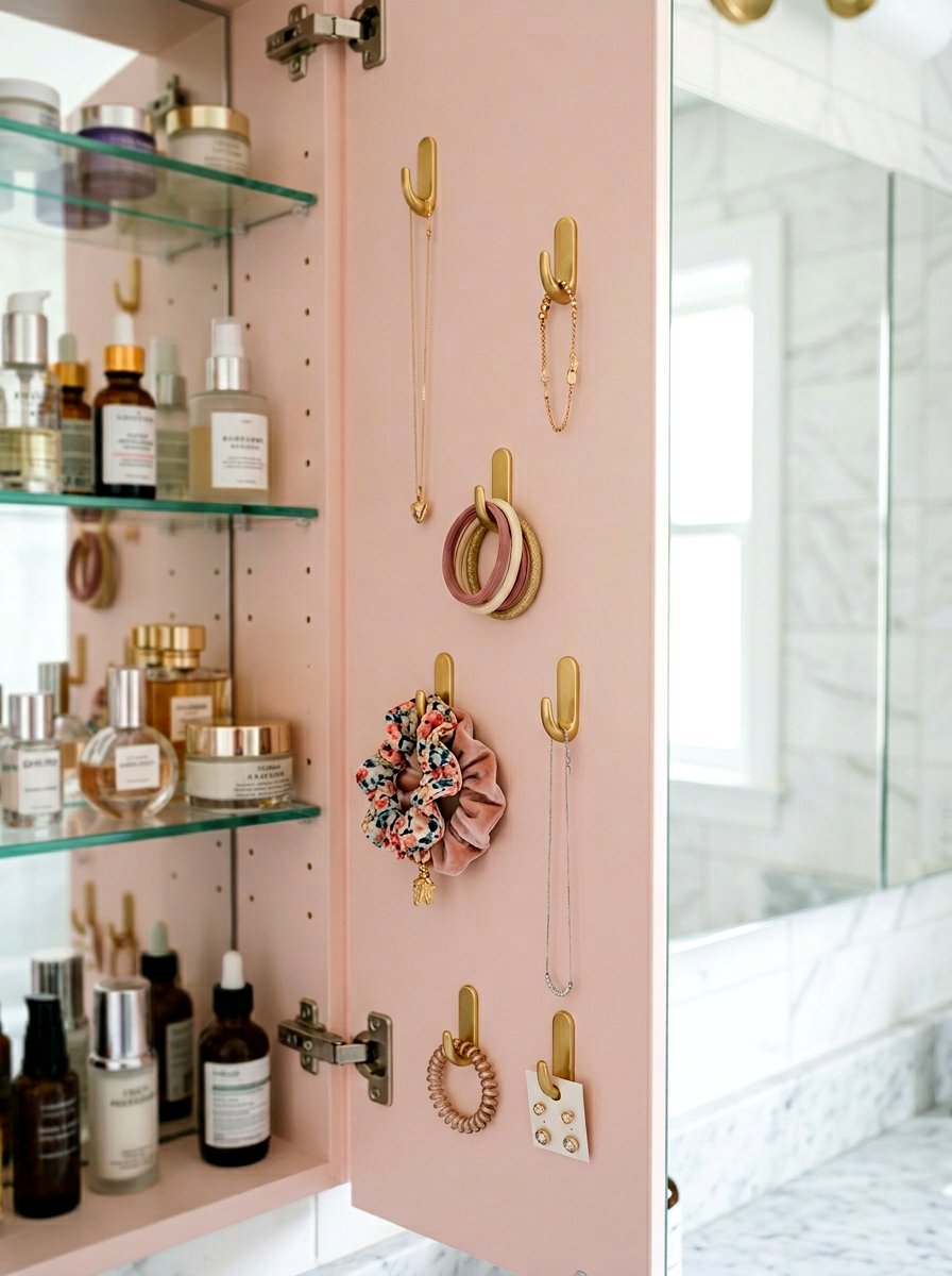 Adhesive Hook Cabinet Storage - 30 medicine cabinet organization ideas