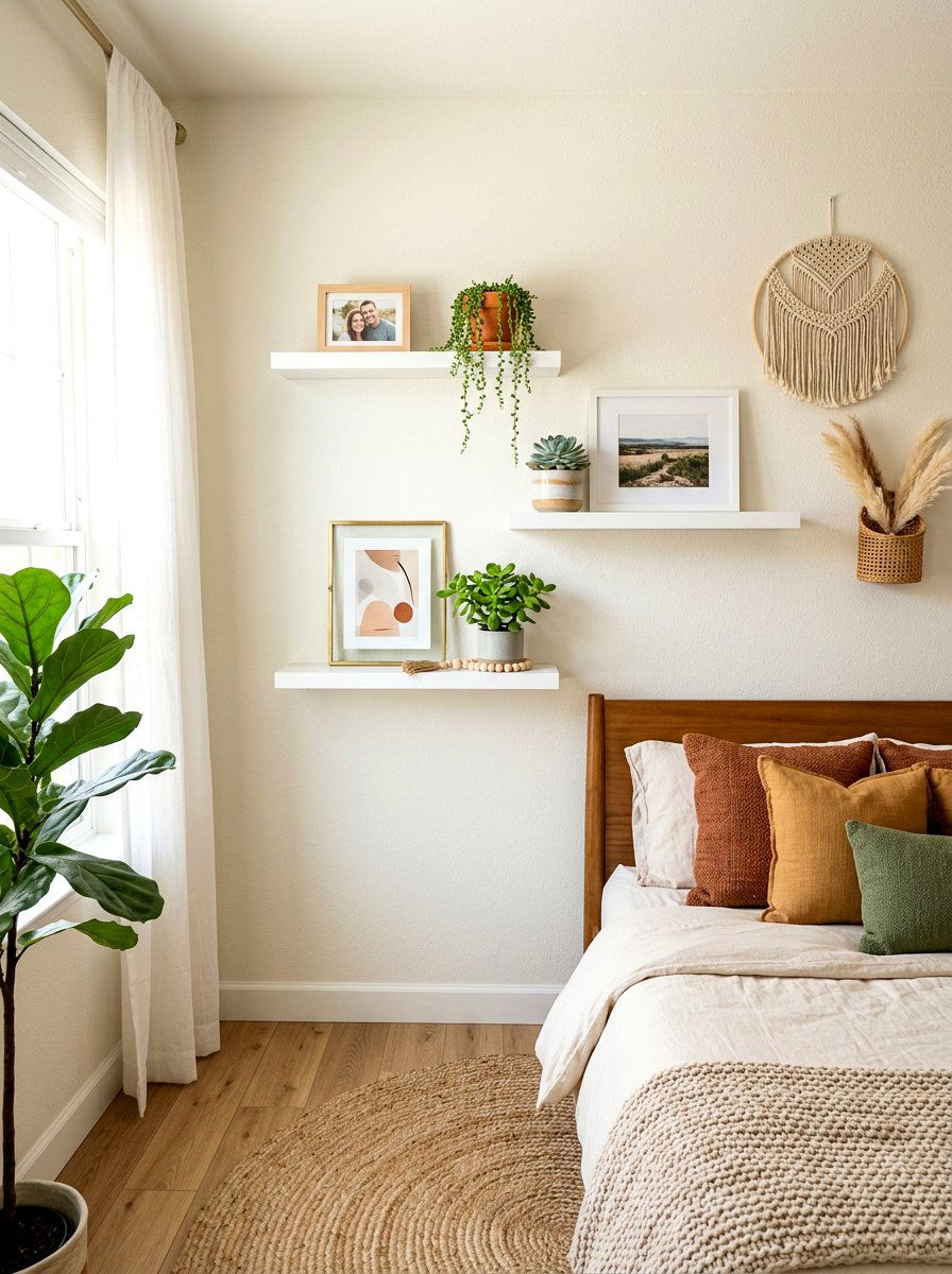 Adhesive floating shelf - 30 no drill shelving ideas