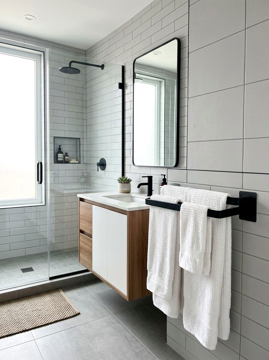 Adhesive towel bar - 30 rental bathroom ideas