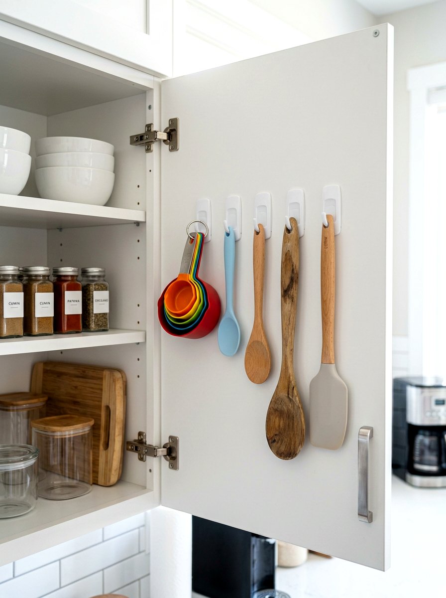 Adhesive utility hooks - 30 renter friendly kitchen storage ideas