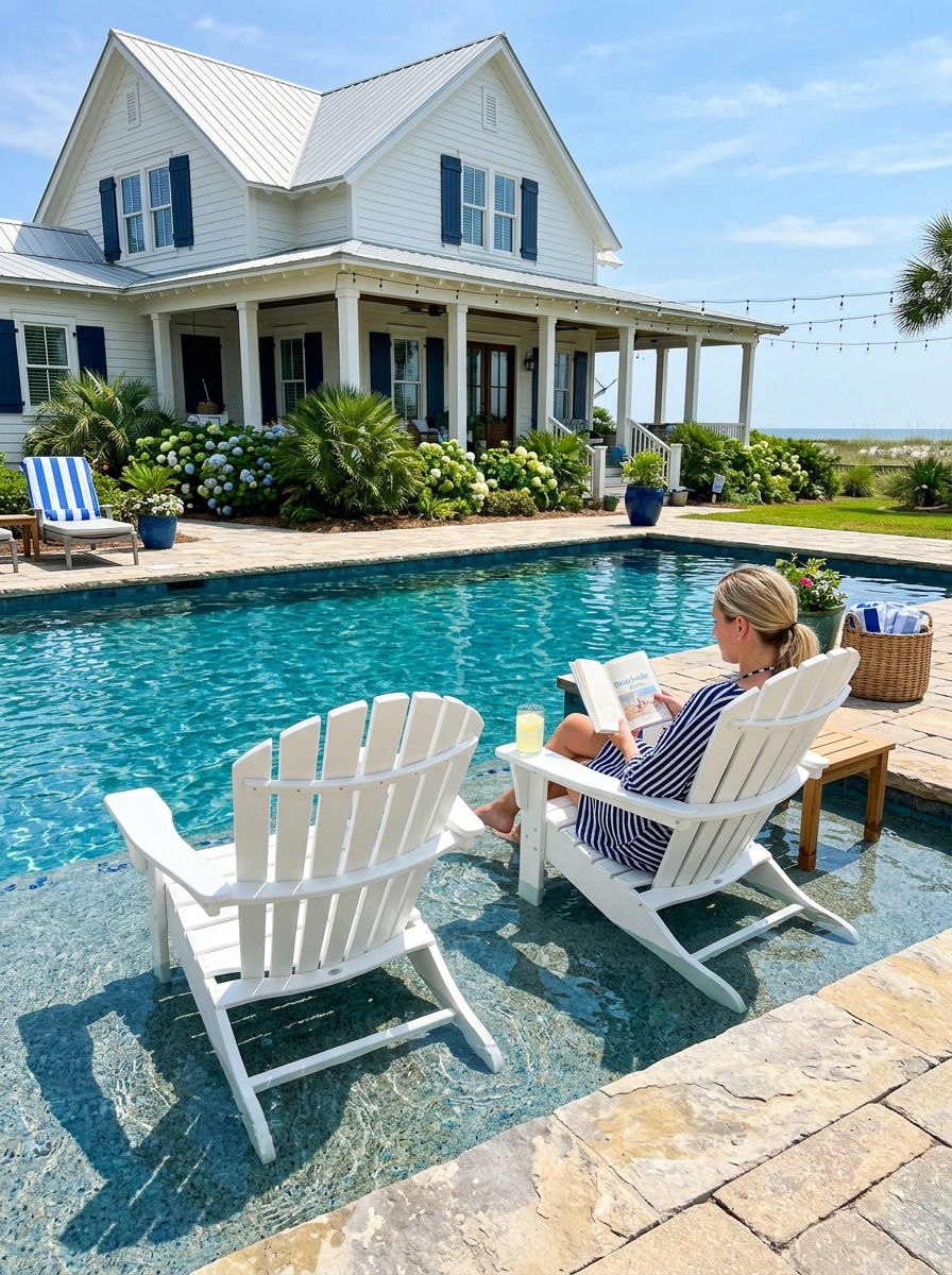 Adirondack Chair Pool Ledge Design - 30 pool ledge lounger ideas