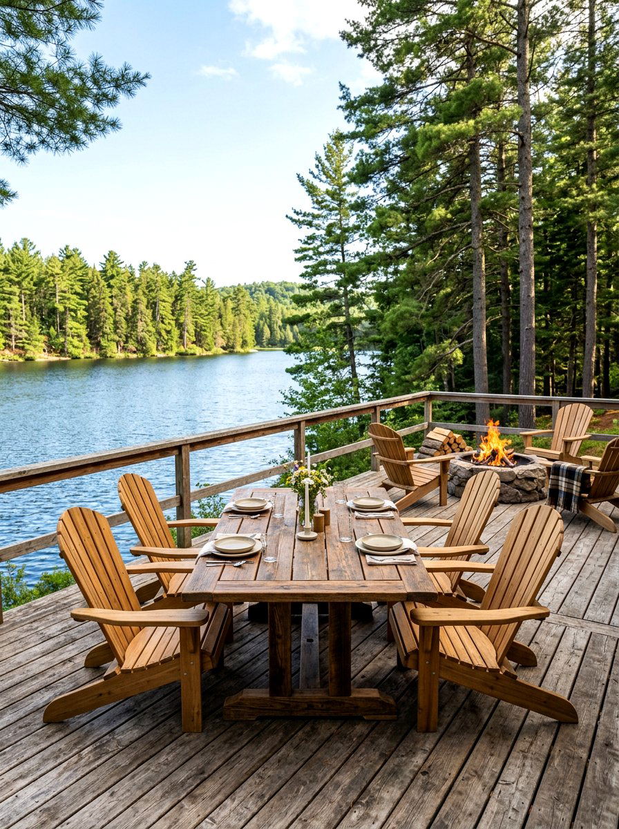 Adirondack Style Farm Table - 30 farmhouse outdoor table ideas