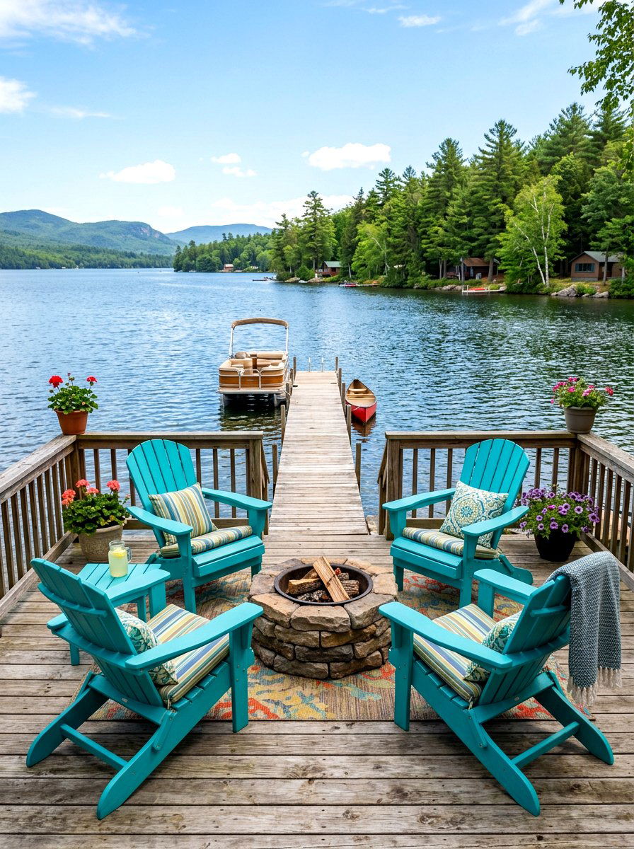 Adirondack chair seating - 30 lake house porch ideas