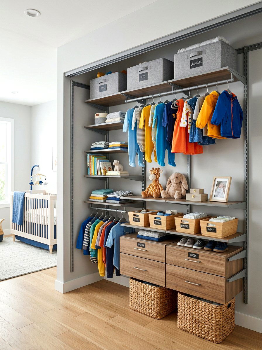 Adjustable Closet Rack - 30 nursery closet organization ideas