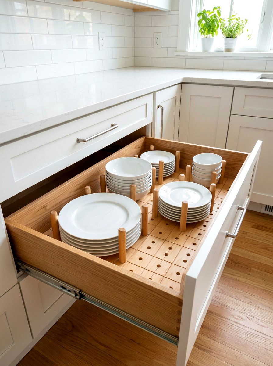 Adjustable Drawer Peg System - 30 organizing kitchen drawers ideas