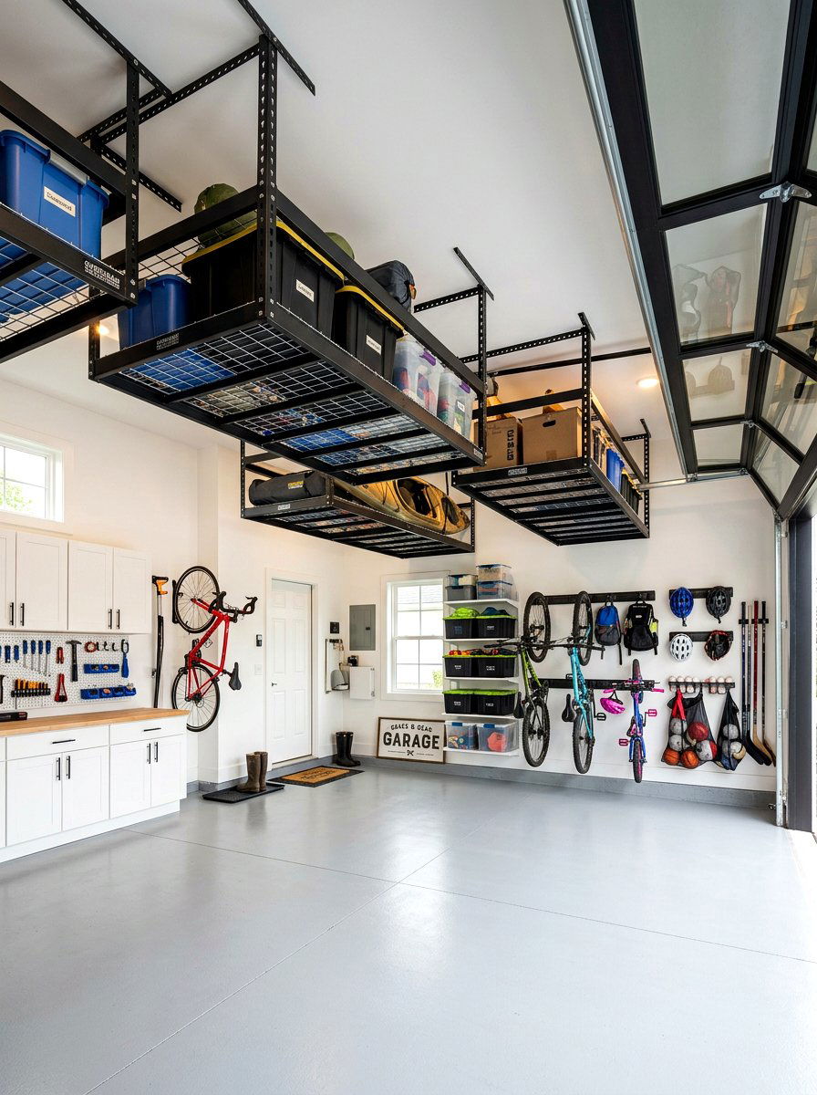 Adjustable Height Overhead Racks - 30 garage overhead rack ideas