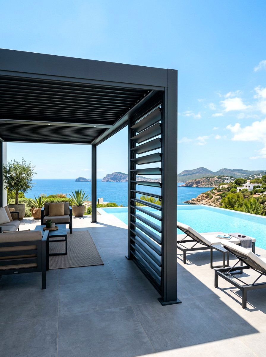 Adjustable Louver System - 30 pergola privacy wall ideas