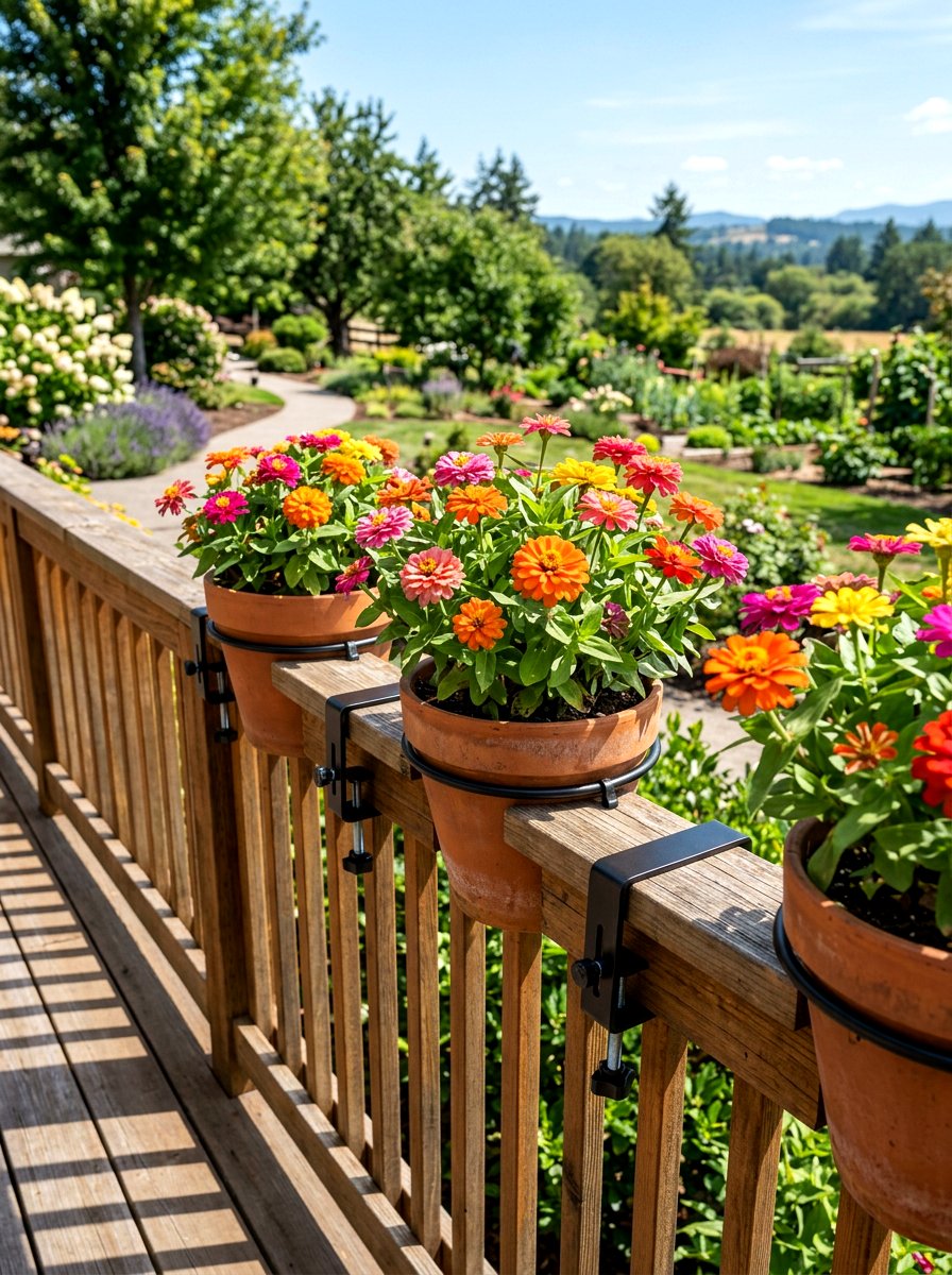 Adjustable Railing Planter Bracket - 30 deck railing planter ideas