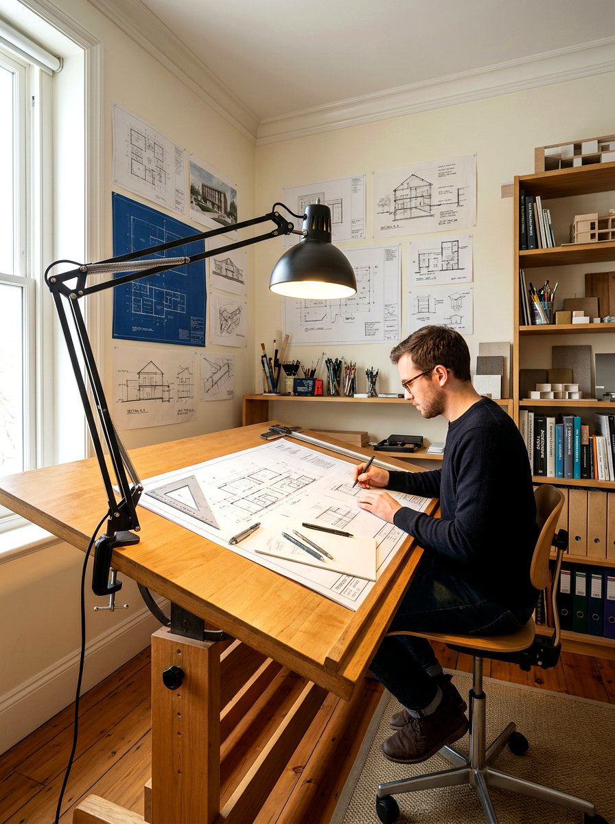 Adjustable Swing Arm Lamp Study - 30 lamp lit office ideas