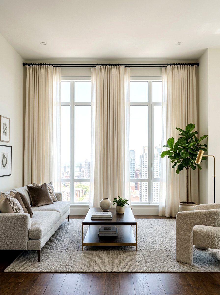 Adjustable Telescoping Curtain Rods - 30 renter friendly living room ideas