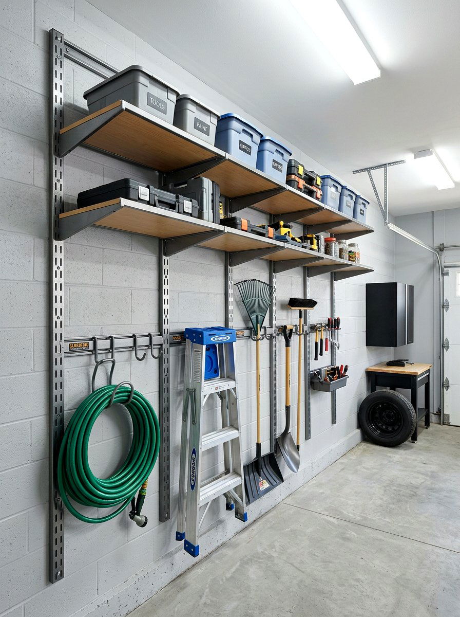 Adjustable Track System - 30 garage shelving ideas