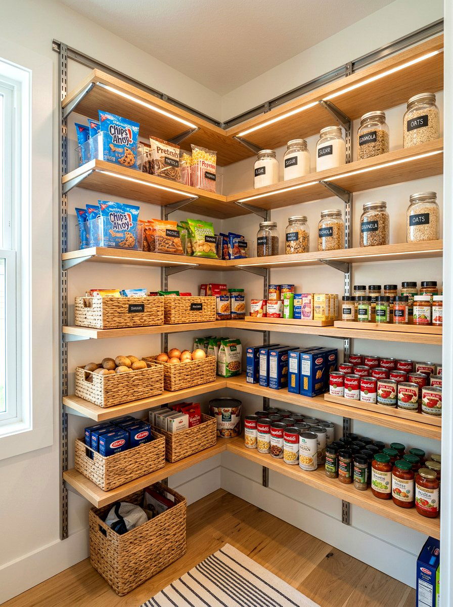 Adjustable corner pantry shelves - 30 corner pantry shelving ideas