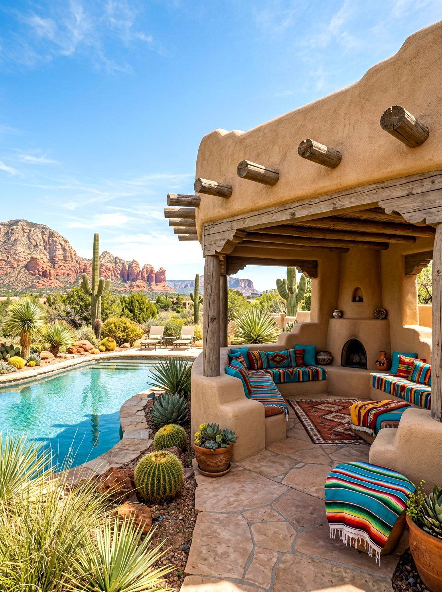 Adobe Southwest Style Pavilion - 30 poolside gazebo ideas