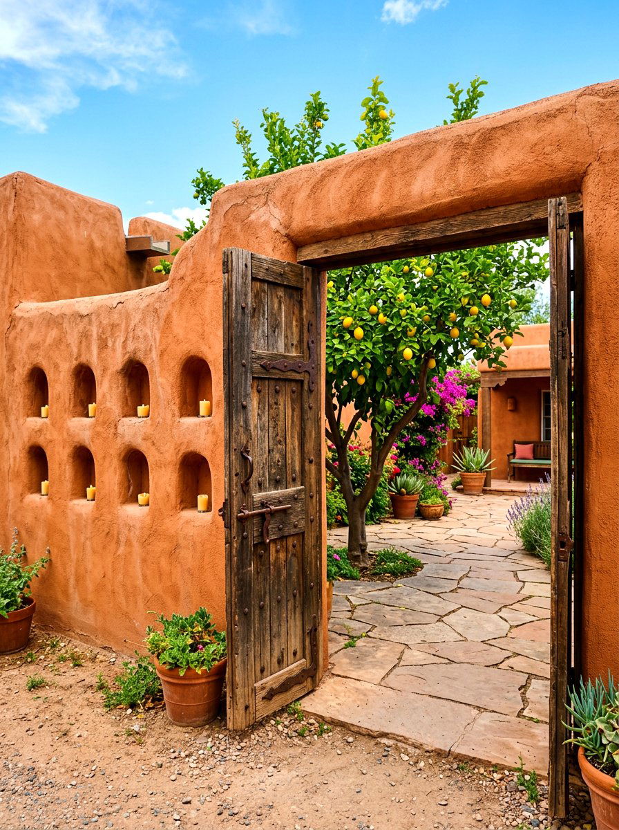 Adobe Wall Enclosure - 30 desert patio ideas