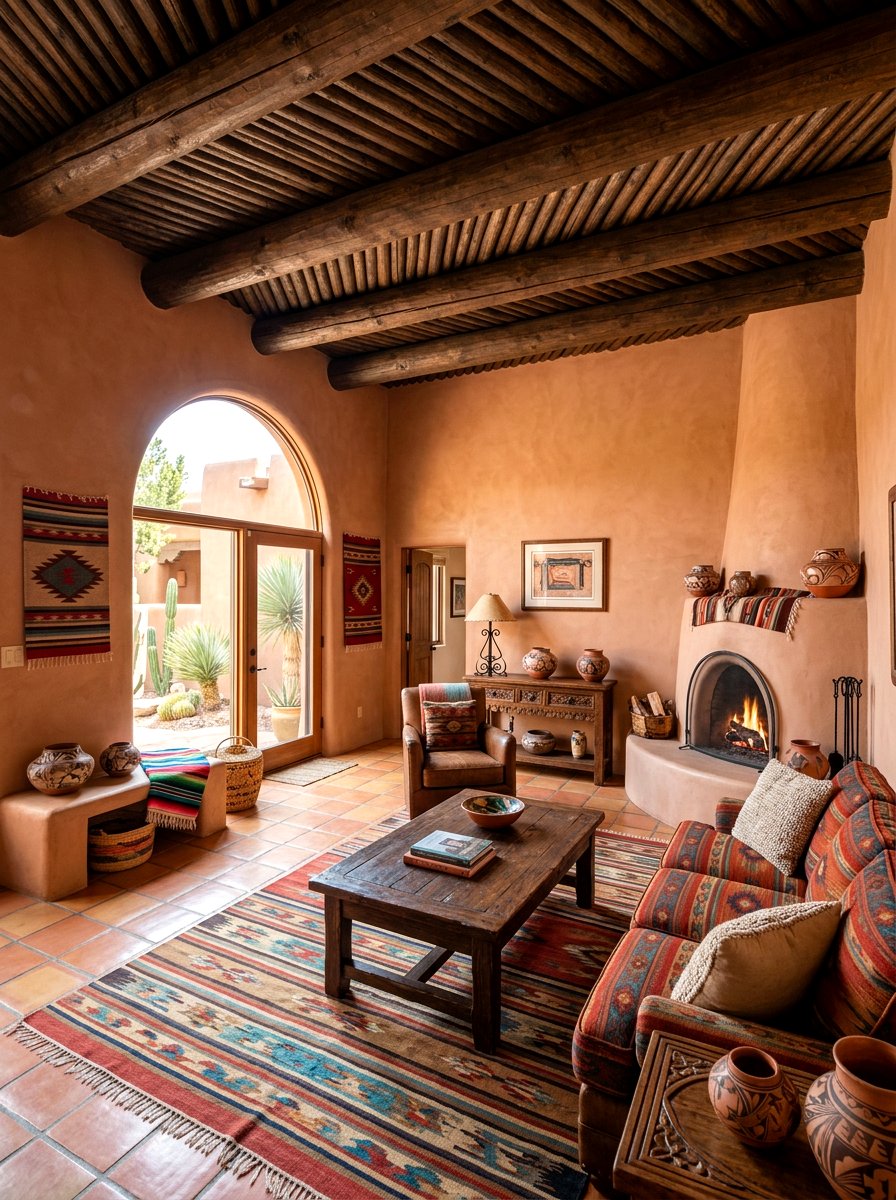 Adobe style living room - 30 southwestern living room ideas