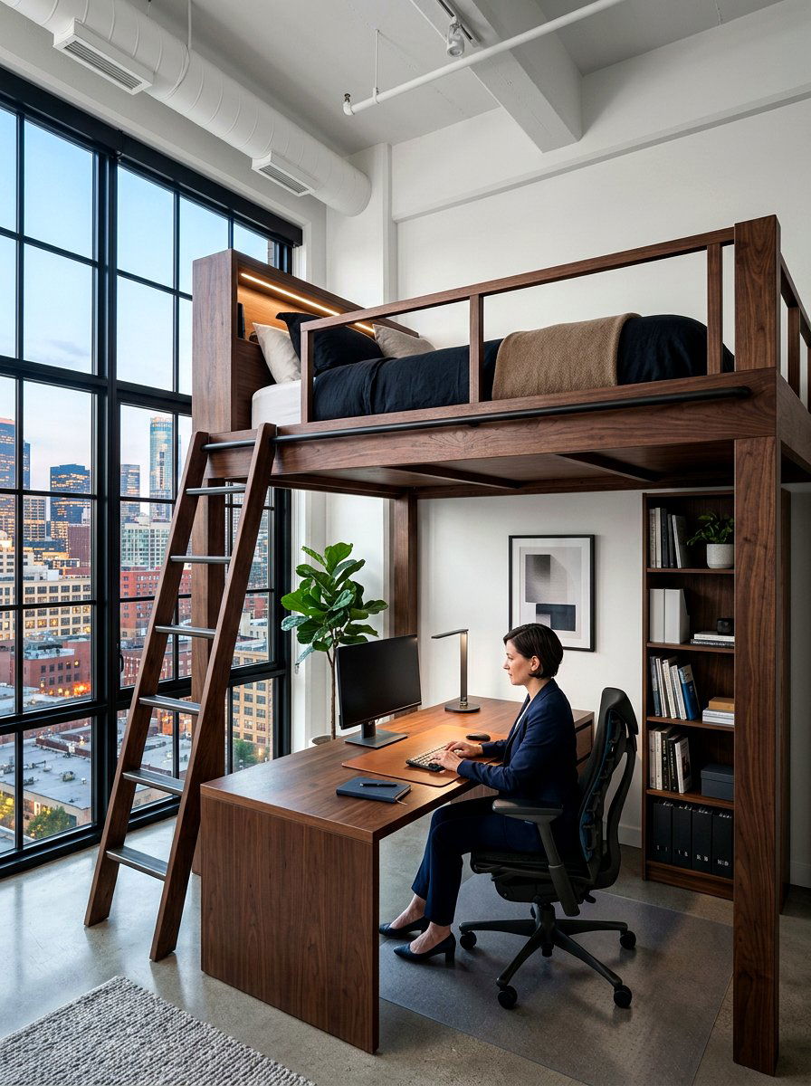 Adult loft bed with home office - 30 loft bed office combo ideas