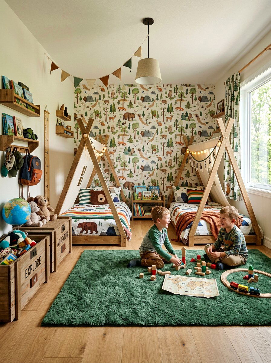Adventure Theme Shared Room - 30 boys shared bedroom ideas