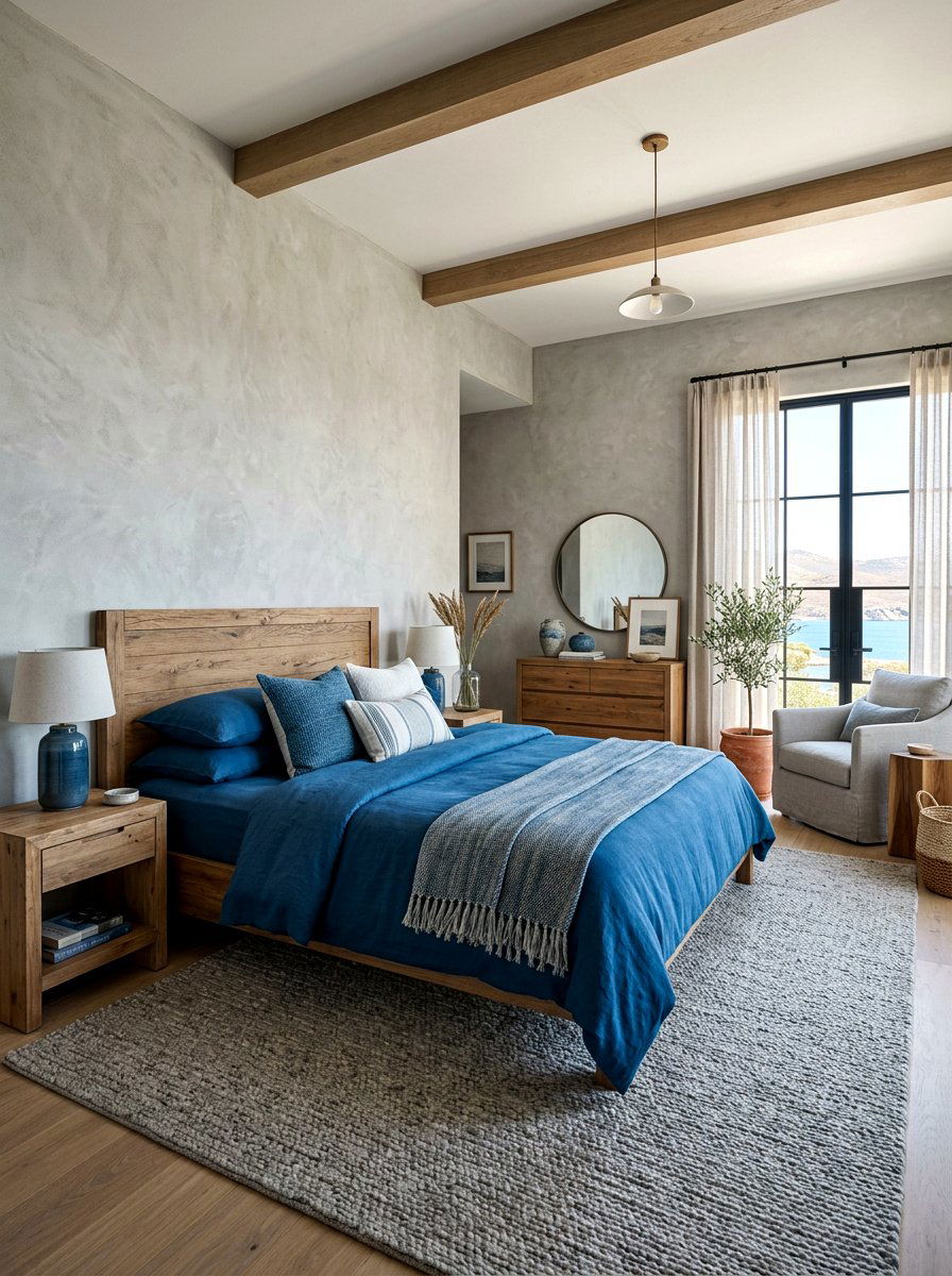 Aegean Blue And Limestone Gray Bedroom - 30 blue and gray bedroom ideas