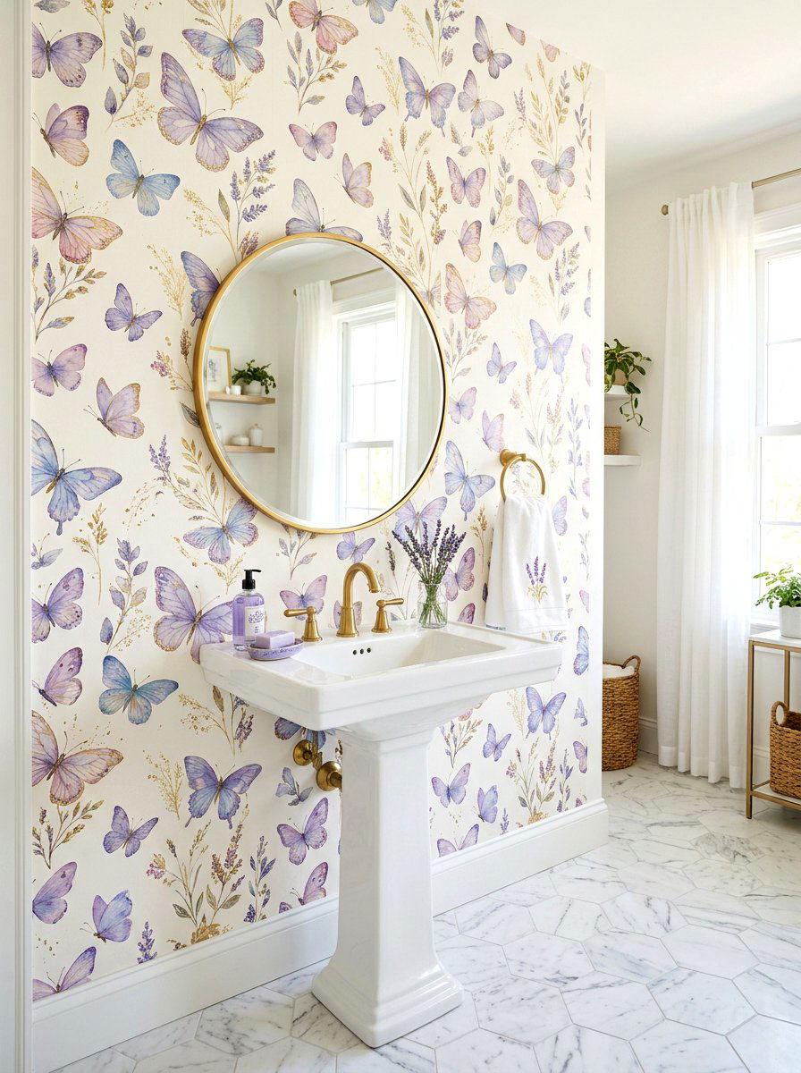 Aesthetic Butterfly Wallpaper - 30 fairycore bathroom ideas