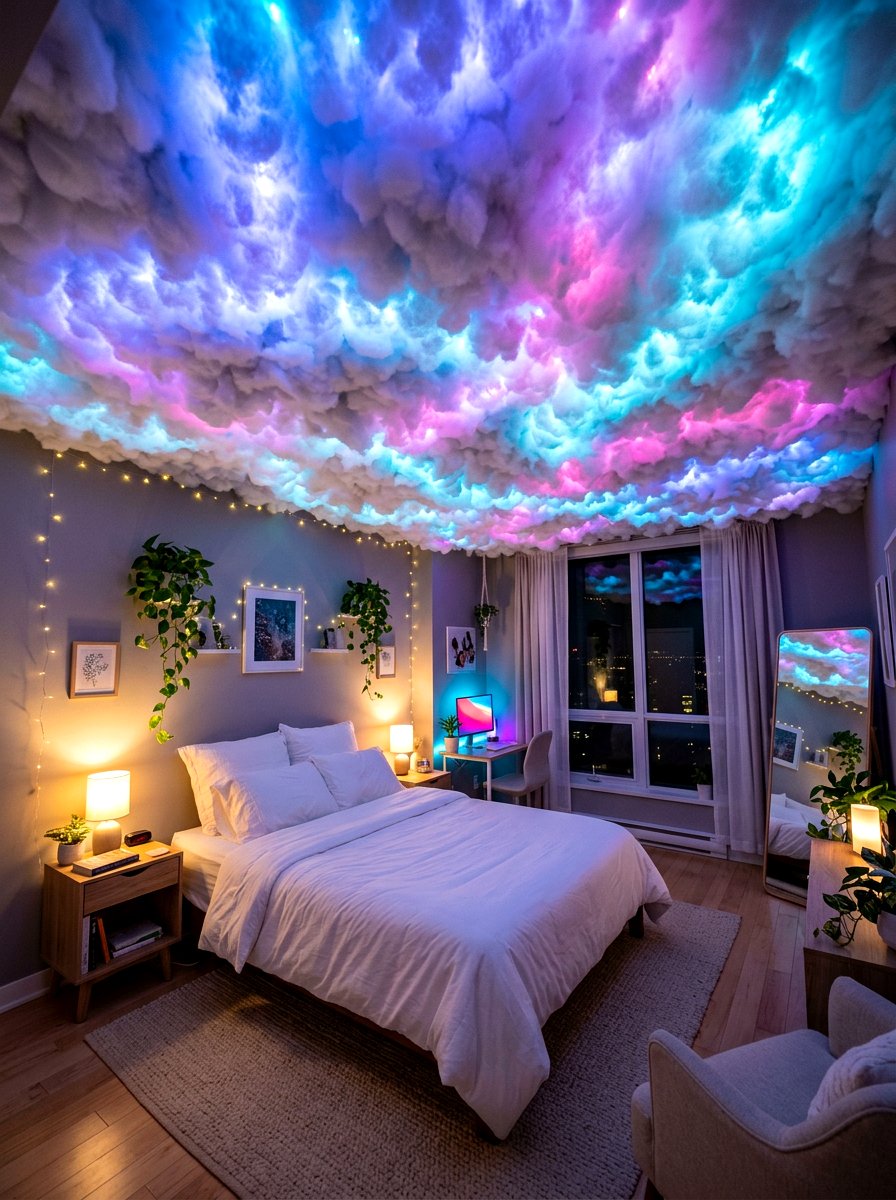 Aesthetic Cloud Wall Bedroom - 30 cute bedroom decor ideas