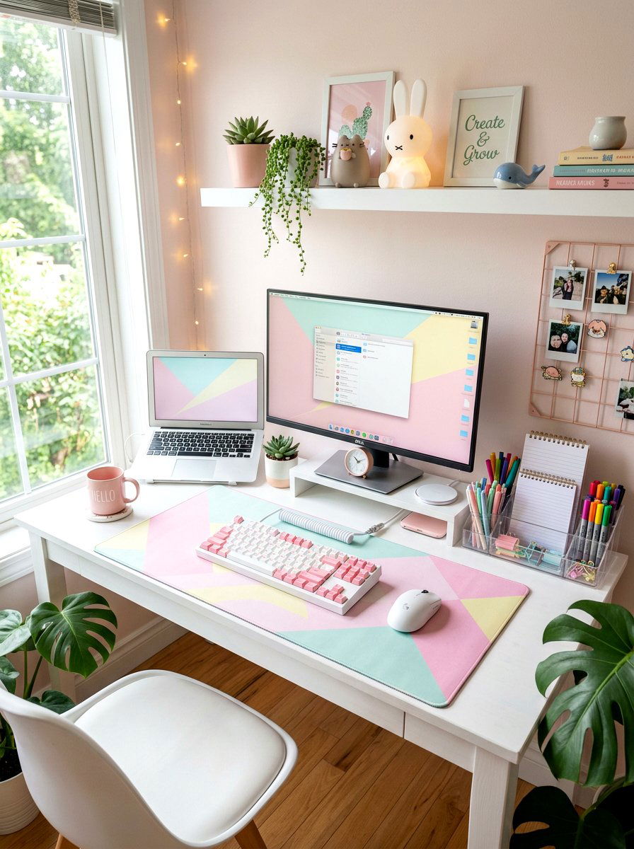 Aesthetic desk setup - 30 soft girl room ideas